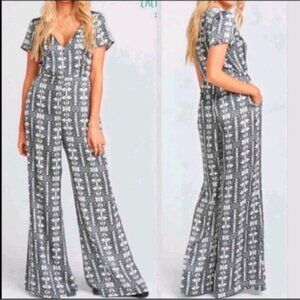 Show Me Your Mumu Brianna snake reptile print jumpsuit sz S short sleeve silky